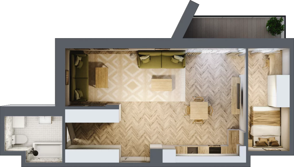 2 pokoje, mieszkanie 56,30 m², parter, oferta nr B2.1, Wodociągowa - Etap VII, Sulejówek, ul. Wodociągowa 1/1A/1B