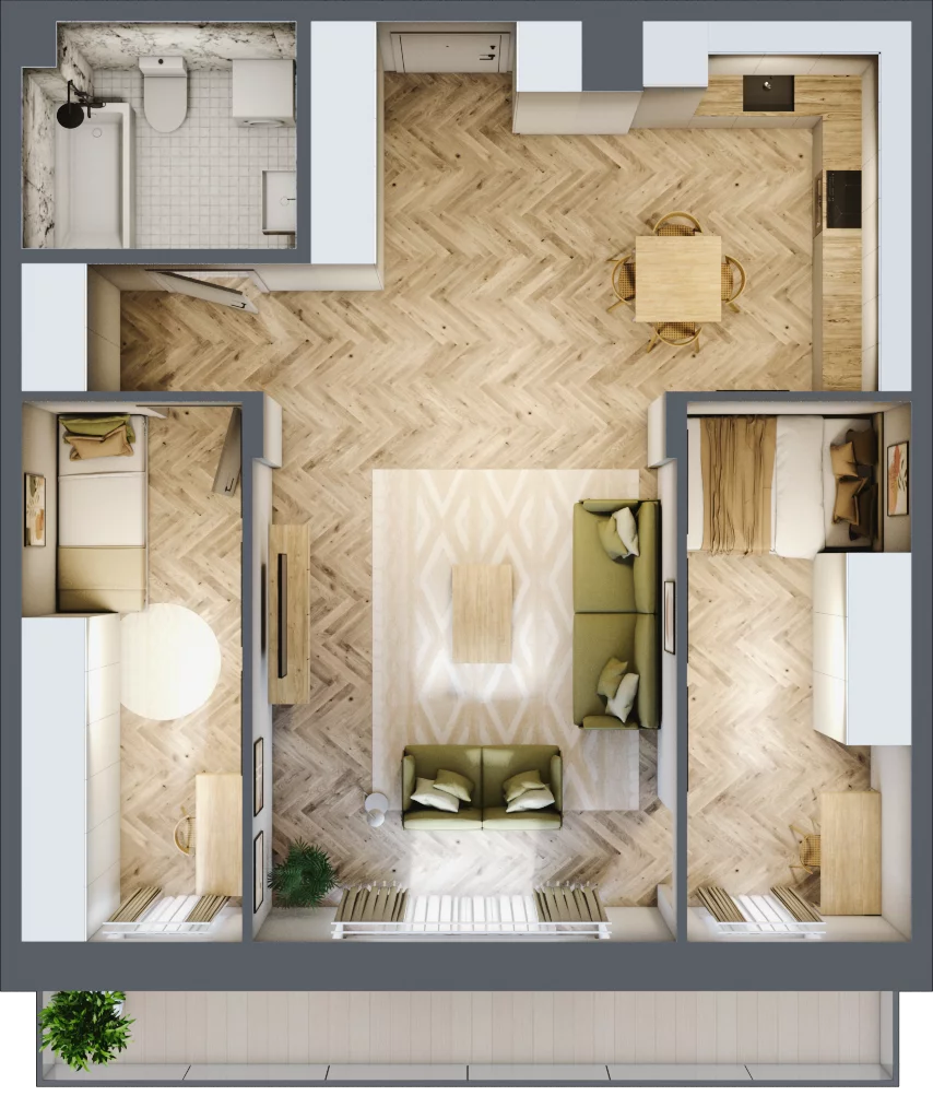 3 pokoje, mieszkanie 68,00 m², piętro 1, oferta nr B2.9, Wodociągowa - Etap VII, Sulejówek, ul. Wodociągowa 1/1A/1B