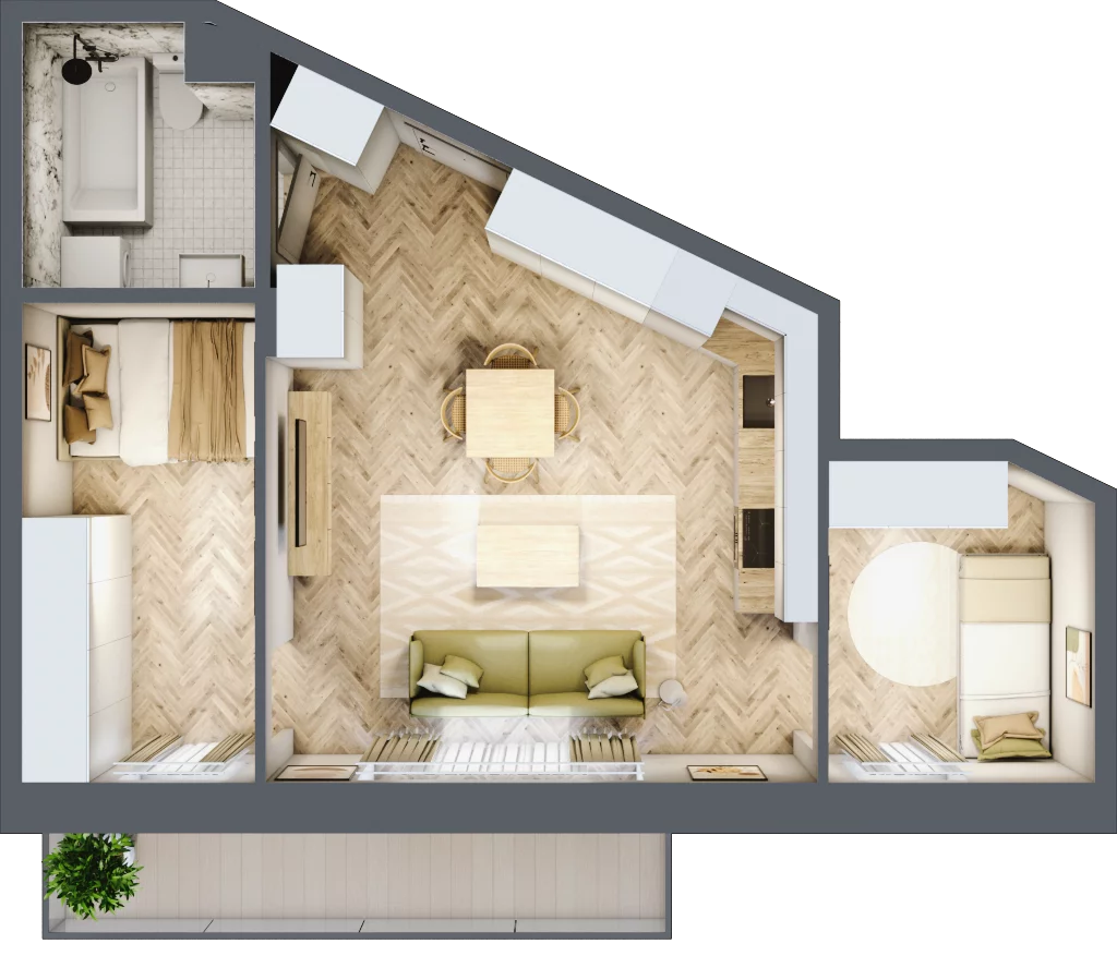 3 pokoje, mieszkanie 47,40 m², piętro 2, oferta nr B3.49, Wodociągowa - Etap VII, Sulejówek, ul. Wodociągowa 1/1A/1B