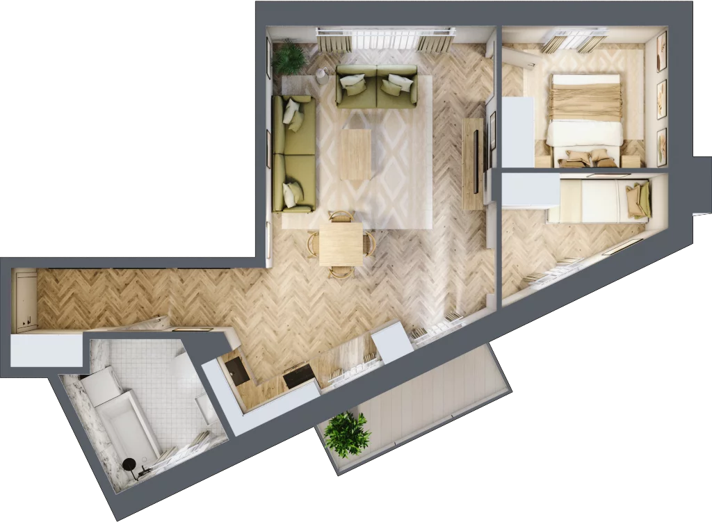 3 pokoje, mieszkanie 54,80 m², piętro 3, oferta nr 55, Wodociągowa - Etap VII, Sulejówek, ul. Wodociągowa 1/1A/1B