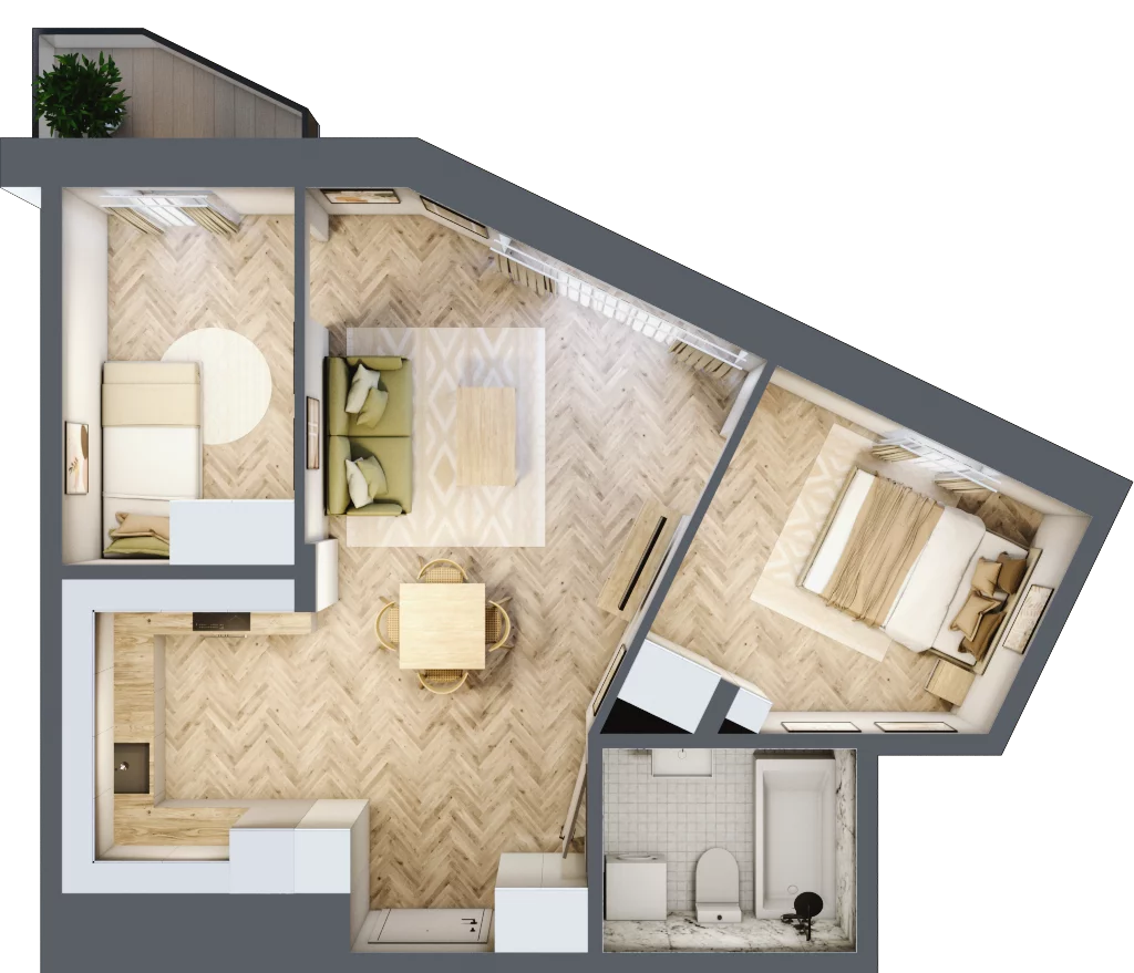 2 pokoje, mieszkanie 46,90 m², piętro 1, oferta nr 46, Wodociągowa - Etap VII, Sulejówek, ul. Wodociągowa 1/1A/1B