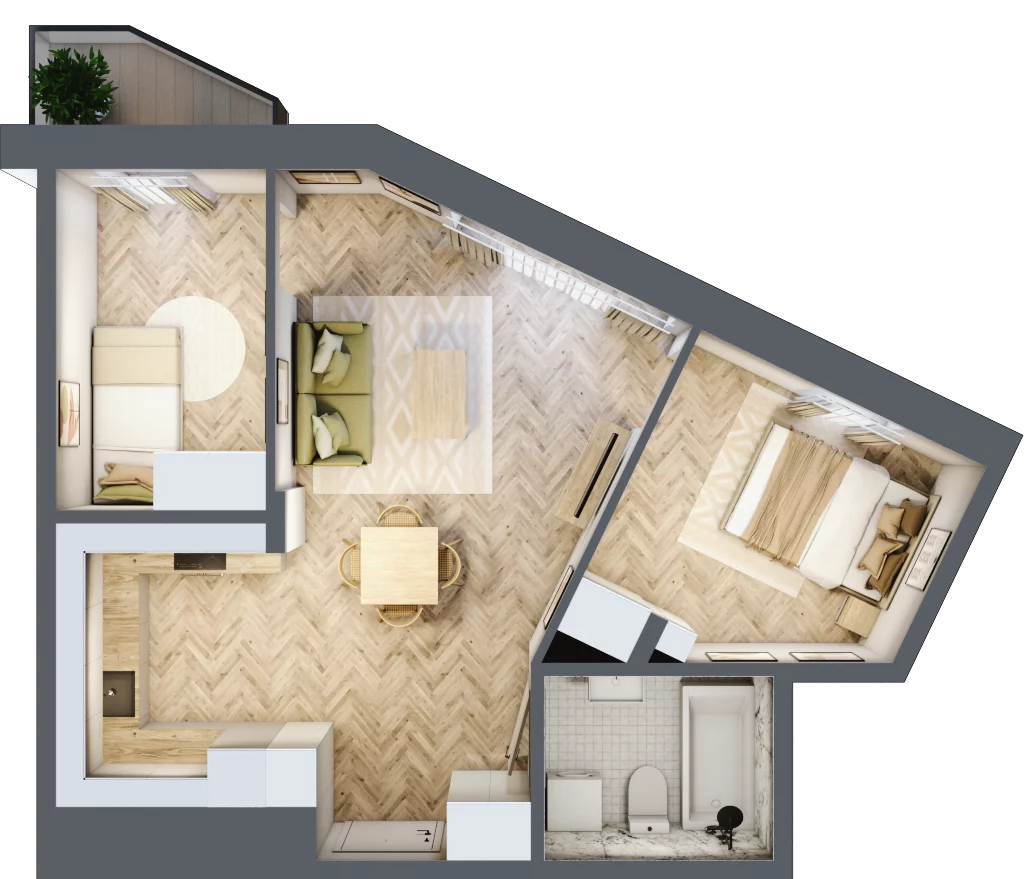3 pokoje, mieszkanie 46,90 m², parter, oferta nr B3.39, Wodociągowa - Etap VII, Sulejówek, ul. Wodociągowa 1/1A/1B