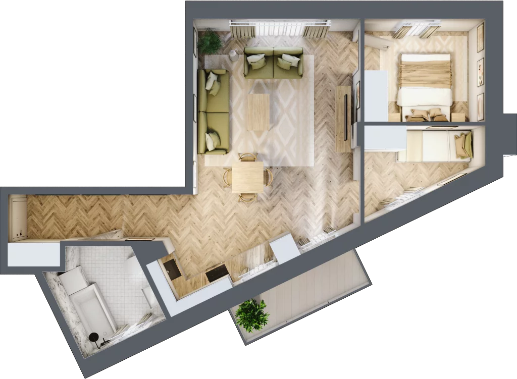 3 pokoje, mieszkanie 54,80 m², piętro 1, oferta nr B3.41, Wodociągowa - Etap VII, Sulejówek, ul. Wodociągowa 1/1A/1B