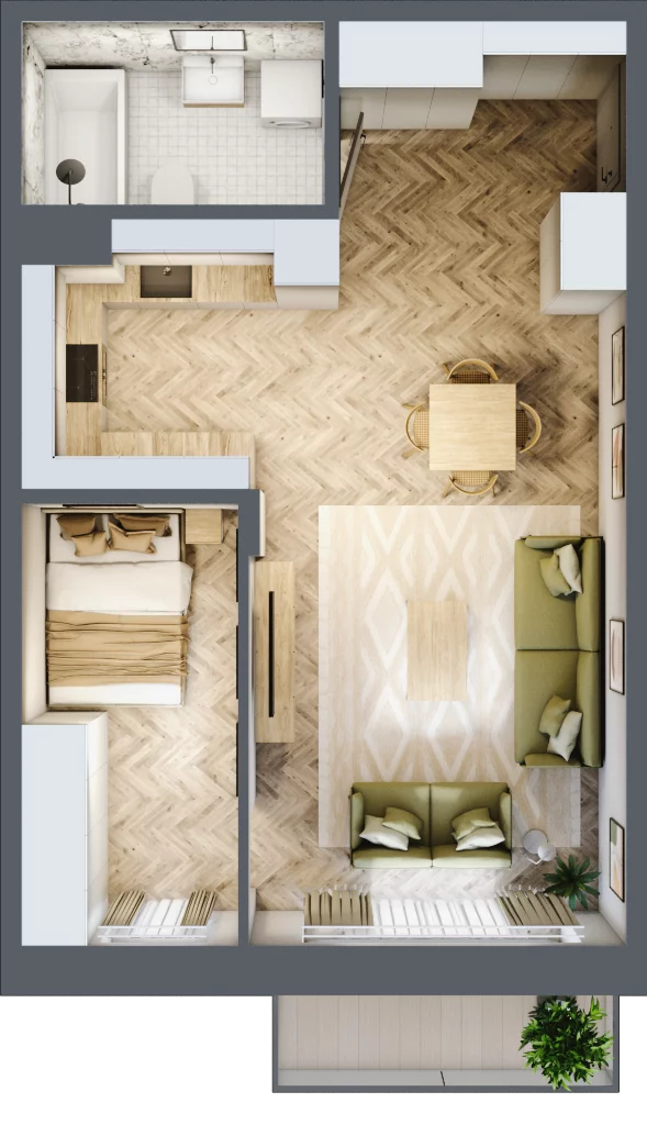 2 pokoje, mieszkanie 46,00 m², piętro 2, oferta nr 51, Wodociągowa - Etap VII, Sulejówek, ul. Wodociągowa 1/1A/1B
