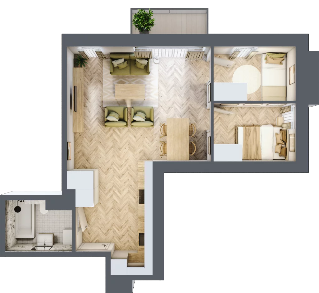 3 pokoje, mieszkanie 51,90 m², parter, oferta nr B2.4, Osiedle Zielony Zakątek - Etap II, Wołomin, ul. Legionów 142A/144