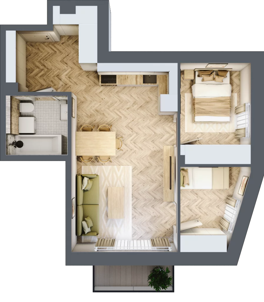 3 pokoje, mieszkanie 50,30 m², parter, oferta nr B2.5, Osiedle Zielony Zakątek - Etap II, Wołomin, ul. Legionów 142A/144
