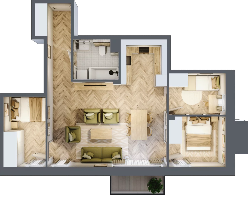 4 pokoje, mieszkanie 67,50 m², piętro 1, oferta nr B2.29, Osiedle Zielony Zakątek - Etap II, Wołomin, ul. Legionów 142A/144