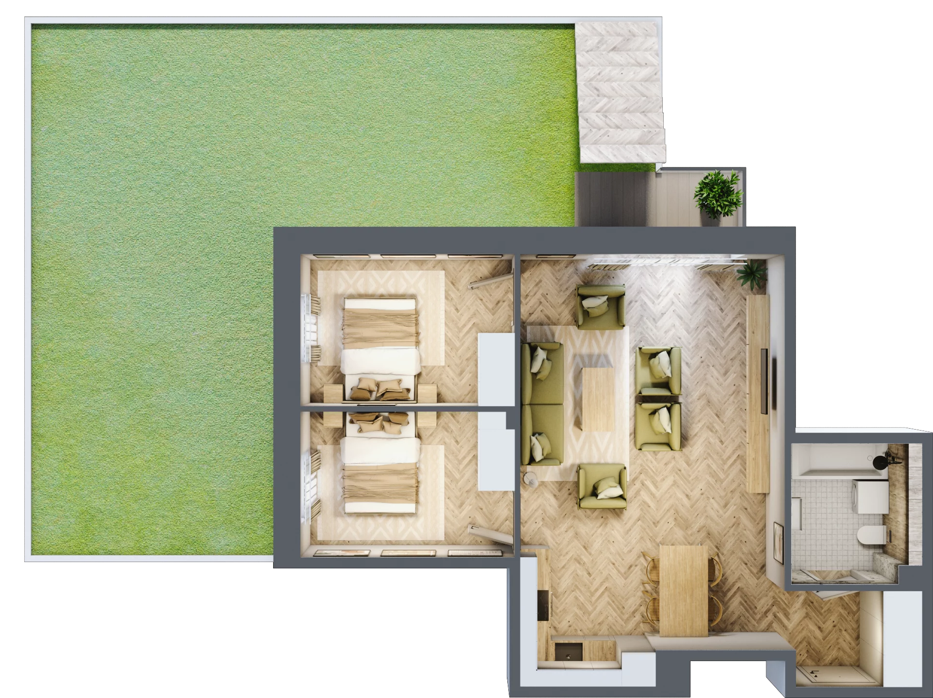 3 pokoje, mieszkanie 64,40 m², parter, oferta nr B2.14, Osiedle Zielony Zakątek - Etap II, Wołomin, ul. Legionów 142A/144