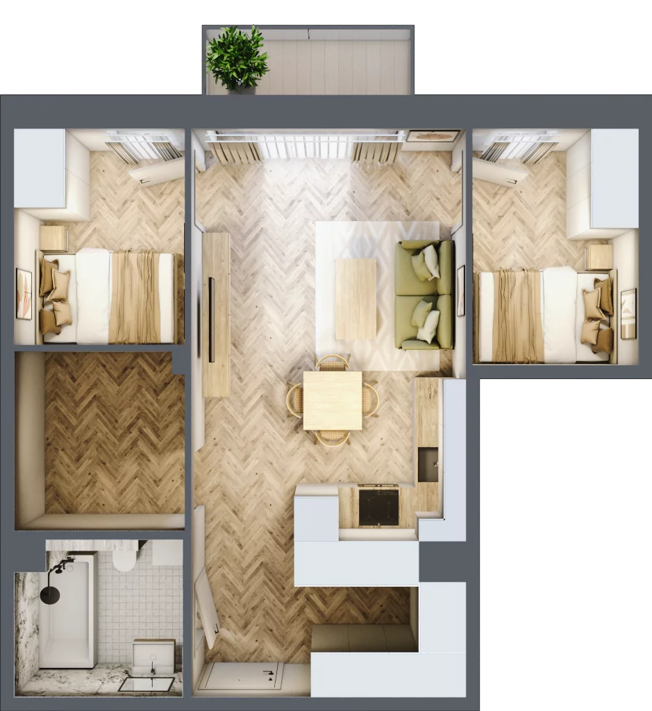 3 pokoje, mieszkanie 52,20 m², piętro 1, oferta nr B3.15, Osiedle Zielony Zakątek - Etap II, Wołomin, ul. Legionów 142A/144