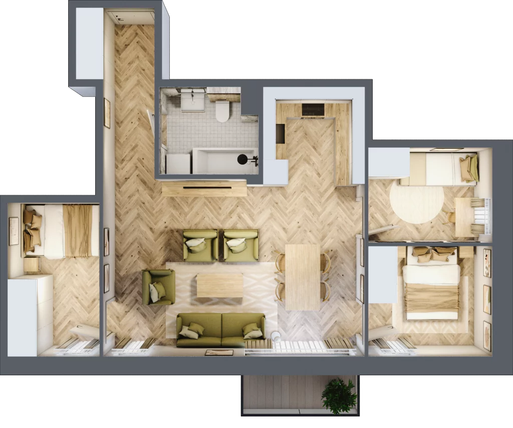 4 pokoje, mieszkanie 66,50 m², piętro 2, oferta nr B3.36, Osiedle Zielony Zakątek - Etap II, Wołomin, ul. Legionów 142A/144