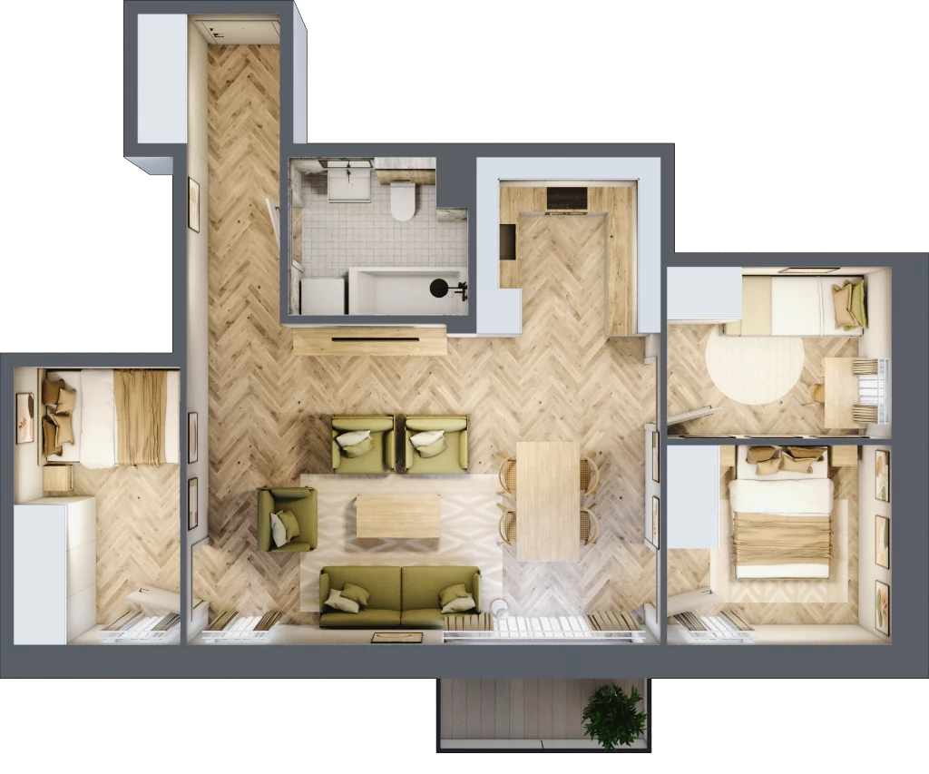 4 pokoje, mieszkanie 66,50 m², piętro 1, oferta nr B3.23, Osiedle Zielony Zakątek - Etap II, Wołomin, ul. Legionów 142A/144