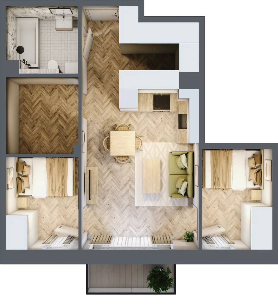 3 pokoje, mieszkanie 51,10 m², piętro 1, oferta nr B3.18, Osiedle Zielony Zakątek - Etap II, Wołomin, ul. Legionów 142A/144