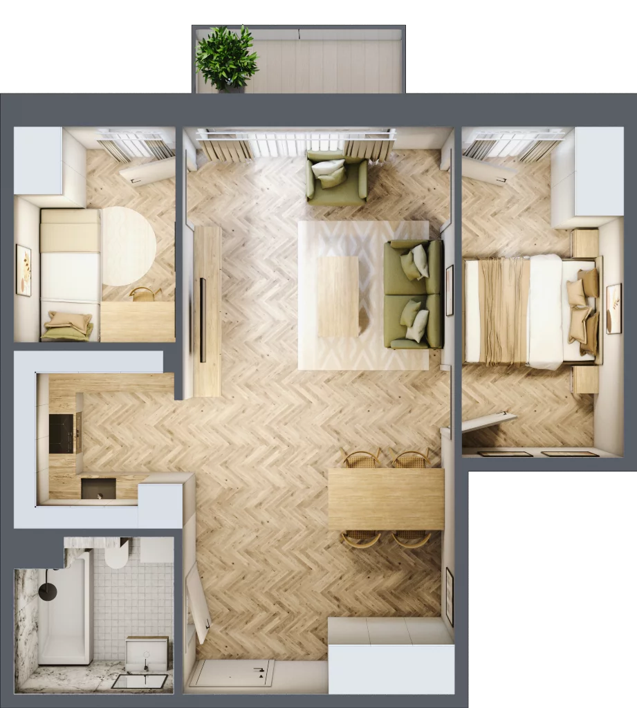 3 pokoje, mieszkanie 54,30 m², piętro 3, oferta nr B3.52, Osiedle Zielony Zakątek - Etap II, Wołomin, ul. Legionów 142A/144