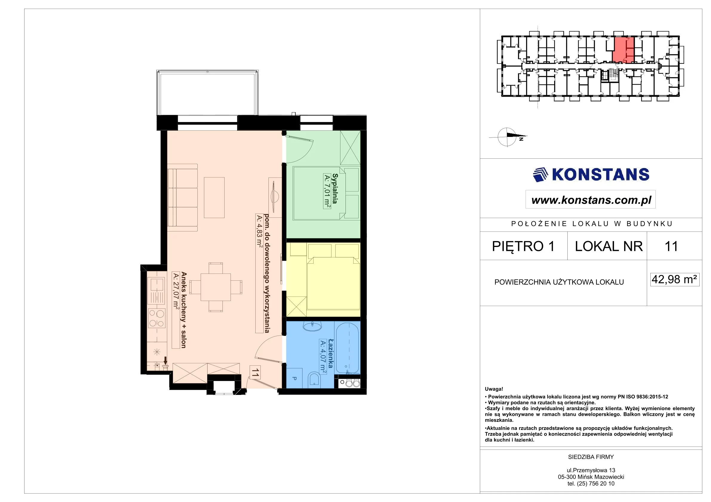 3 pokoje, mieszkanie 42,98 m², piętro 1, oferta nr 11, Gościniec 15, Warszawa, Wesoła, ul. Gościniec 15