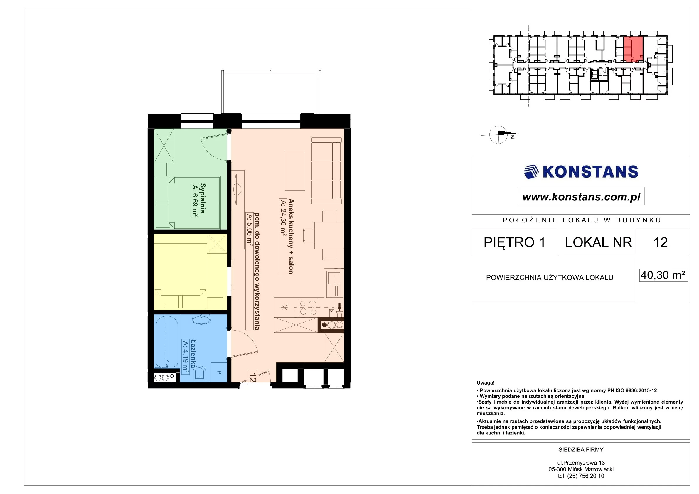 3 pokoje, mieszkanie 40,30 m², piętro 1, oferta nr 12, Gościniec 15, Warszawa, Wesoła, ul. Gościniec 15