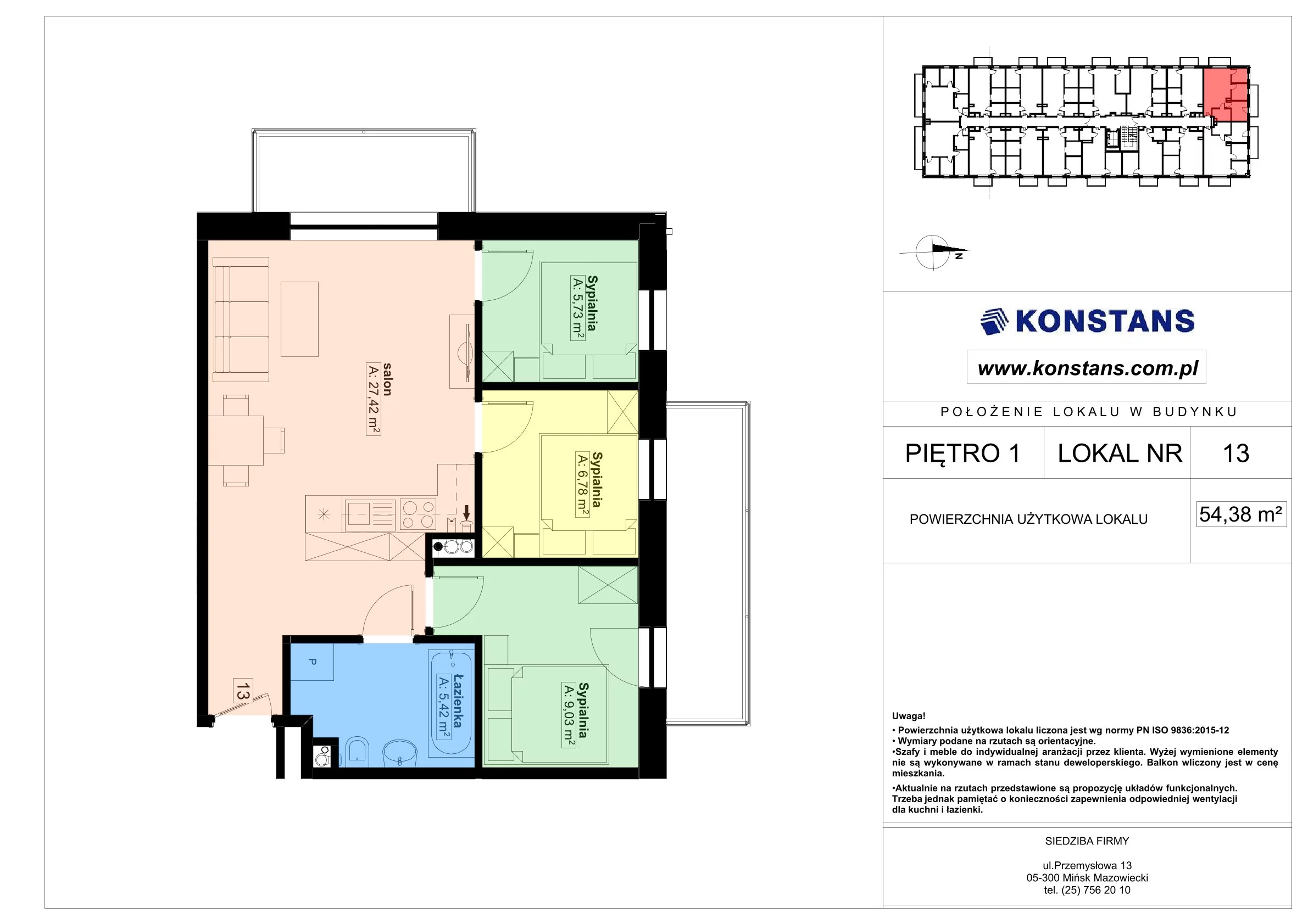 4 pokoje, mieszkanie 54,38 m², piętro 1, oferta nr 13, Gościniec 15, Warszawa, Wesoła, ul. Gościniec 15