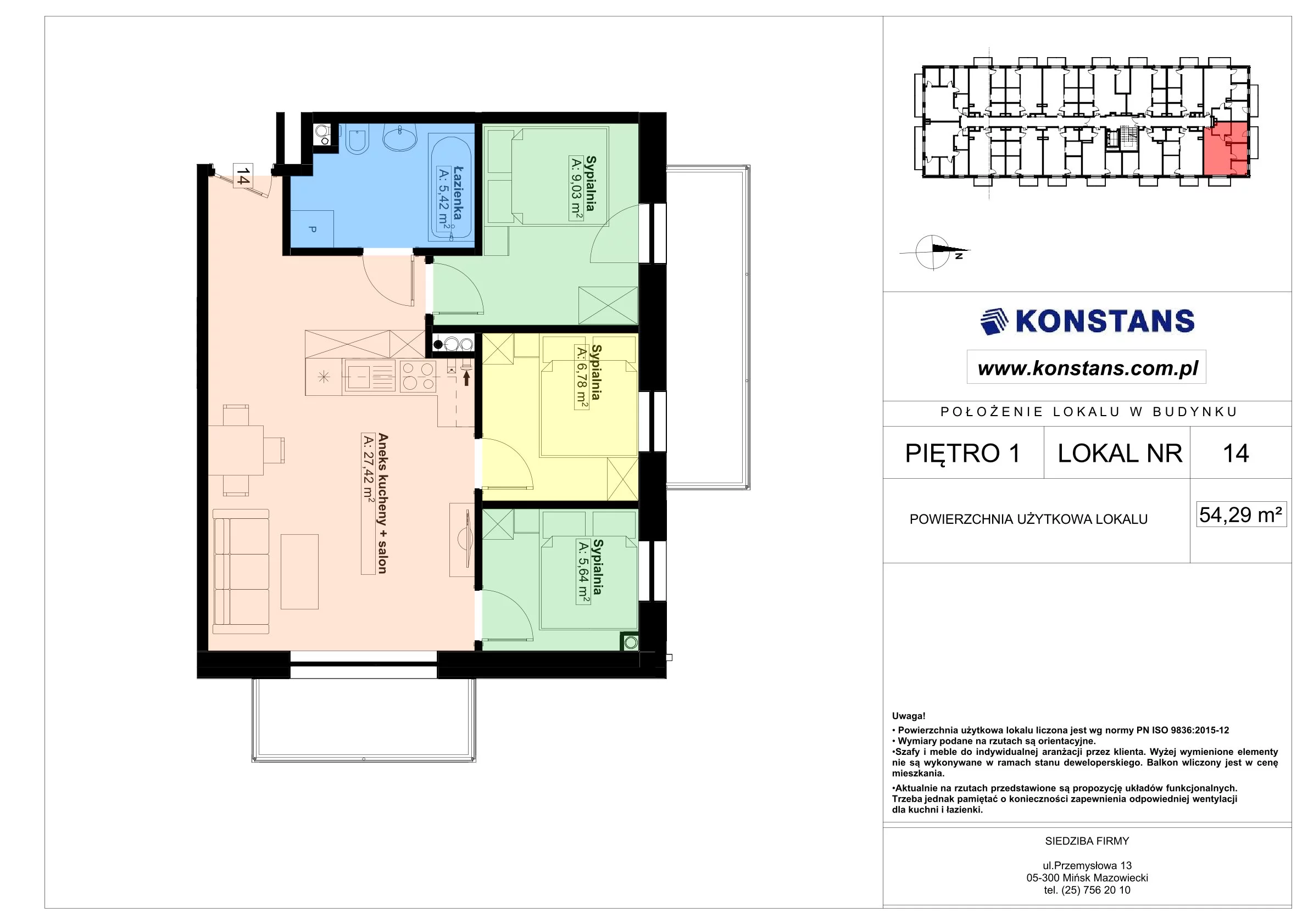 4 pokoje, mieszkanie 54,29 m², piętro 1, oferta nr 14, Gościniec 15, Warszawa, Wesoła, ul. Gościniec 15