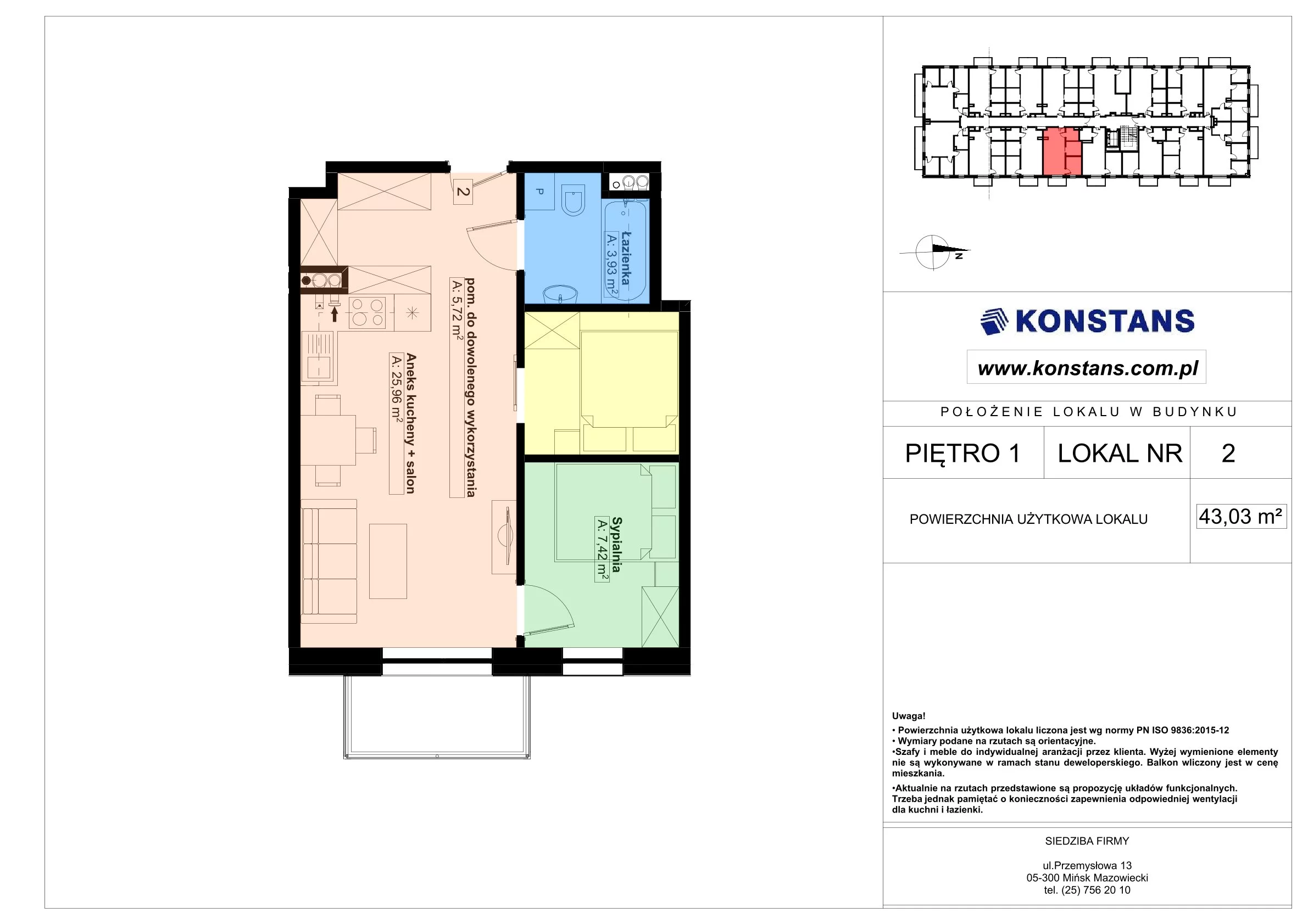 3 pokoje, mieszkanie 43,03 m², piętro 1, oferta nr 2, Gościniec 15, Warszawa, Wesoła, ul. Gościniec 15