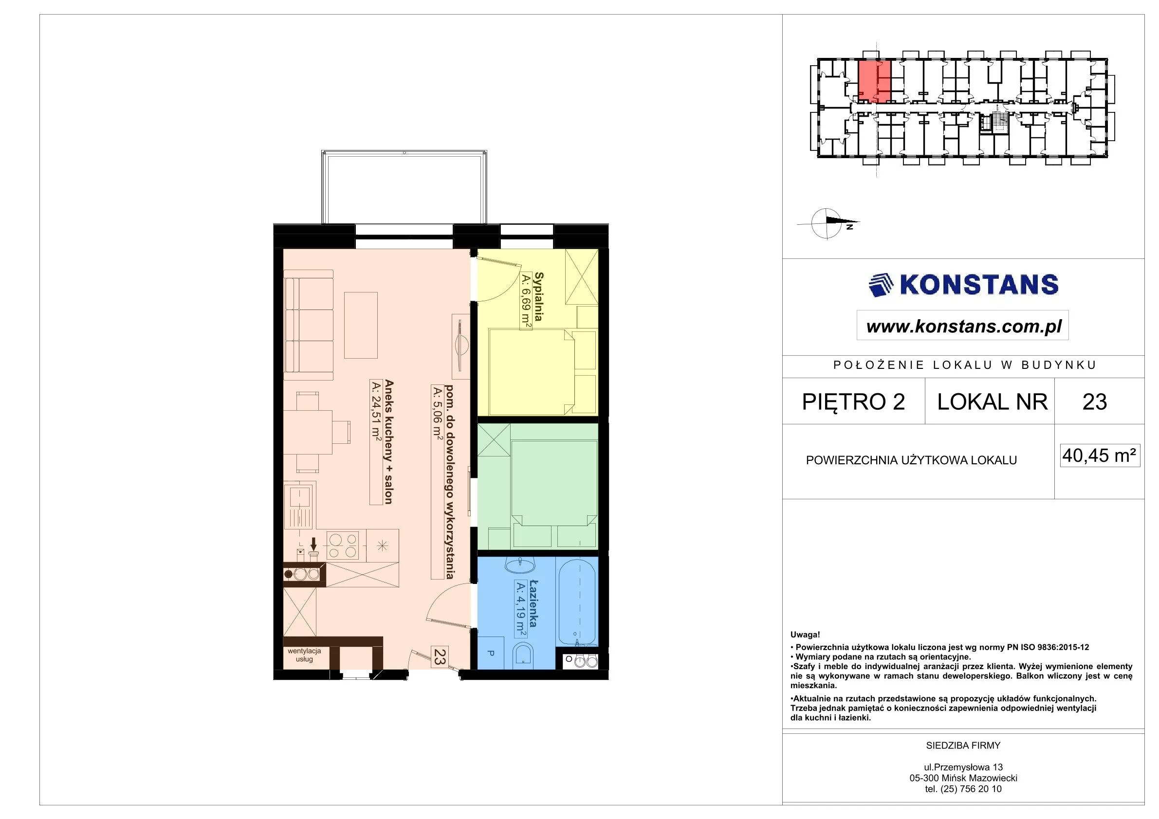 3 pokoje, mieszkanie 40,45 m², piętro 2, oferta nr 23, Gościniec 15, Warszawa, Wesoła, ul. Gościniec 15