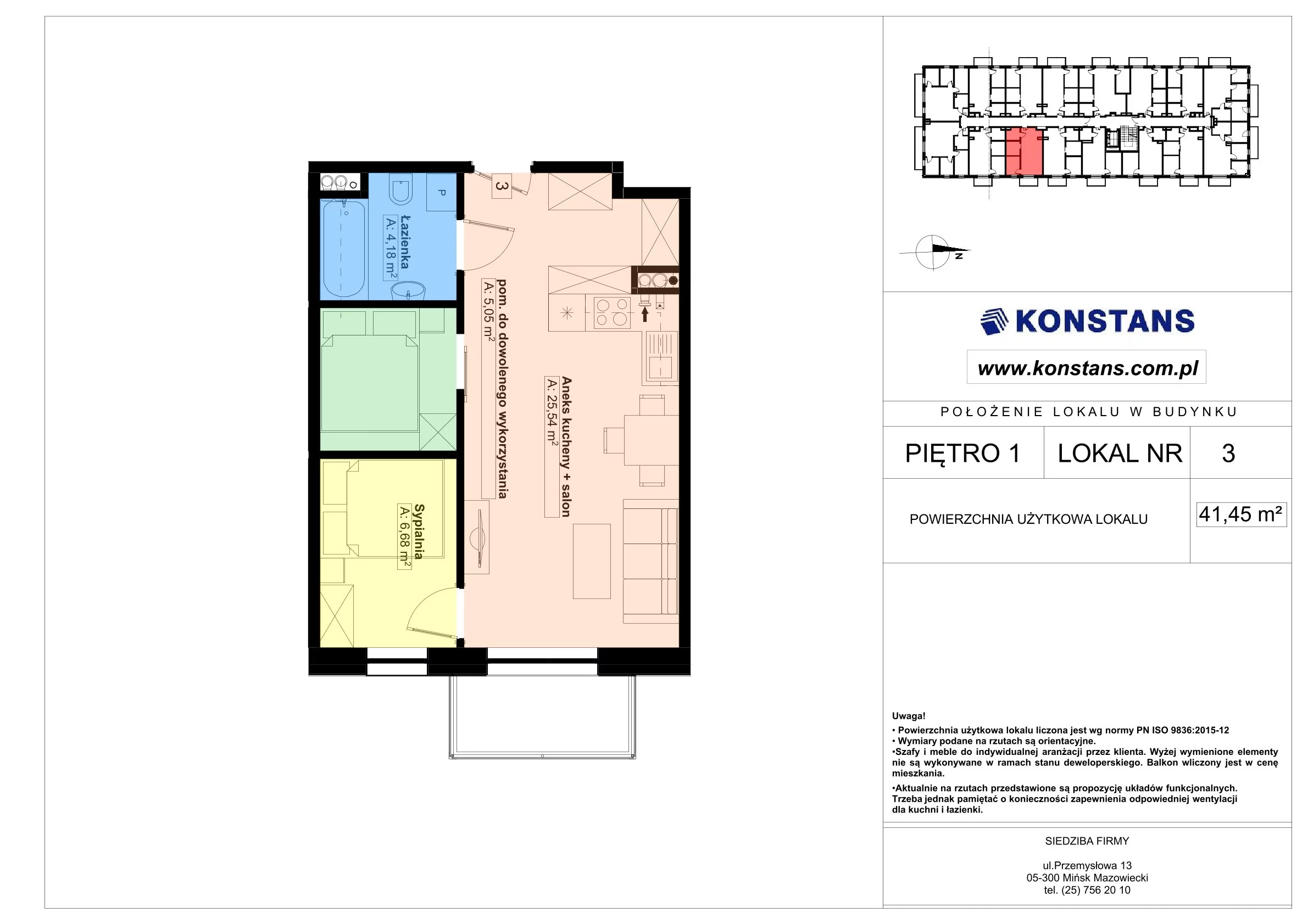 3 pokoje, mieszkanie 41,45 m², piętro 1, oferta nr 3, Gościniec 15, Warszawa, Wesoła, ul. Gościniec 15