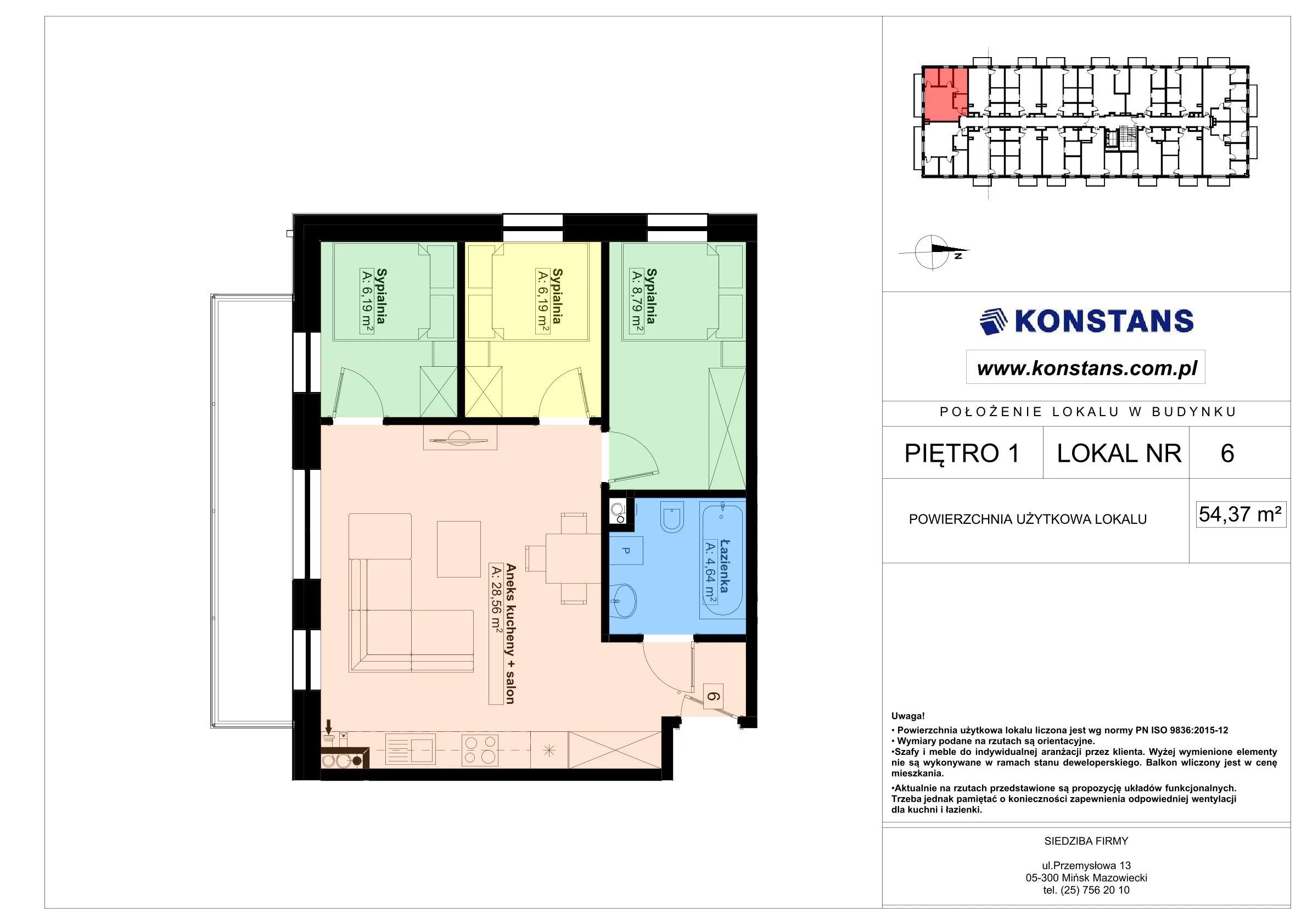 4 pokoje, mieszkanie 54,37 m², piętro 1, oferta nr 6, Gościniec 15, Warszawa, Wesoła, ul. Gościniec 15