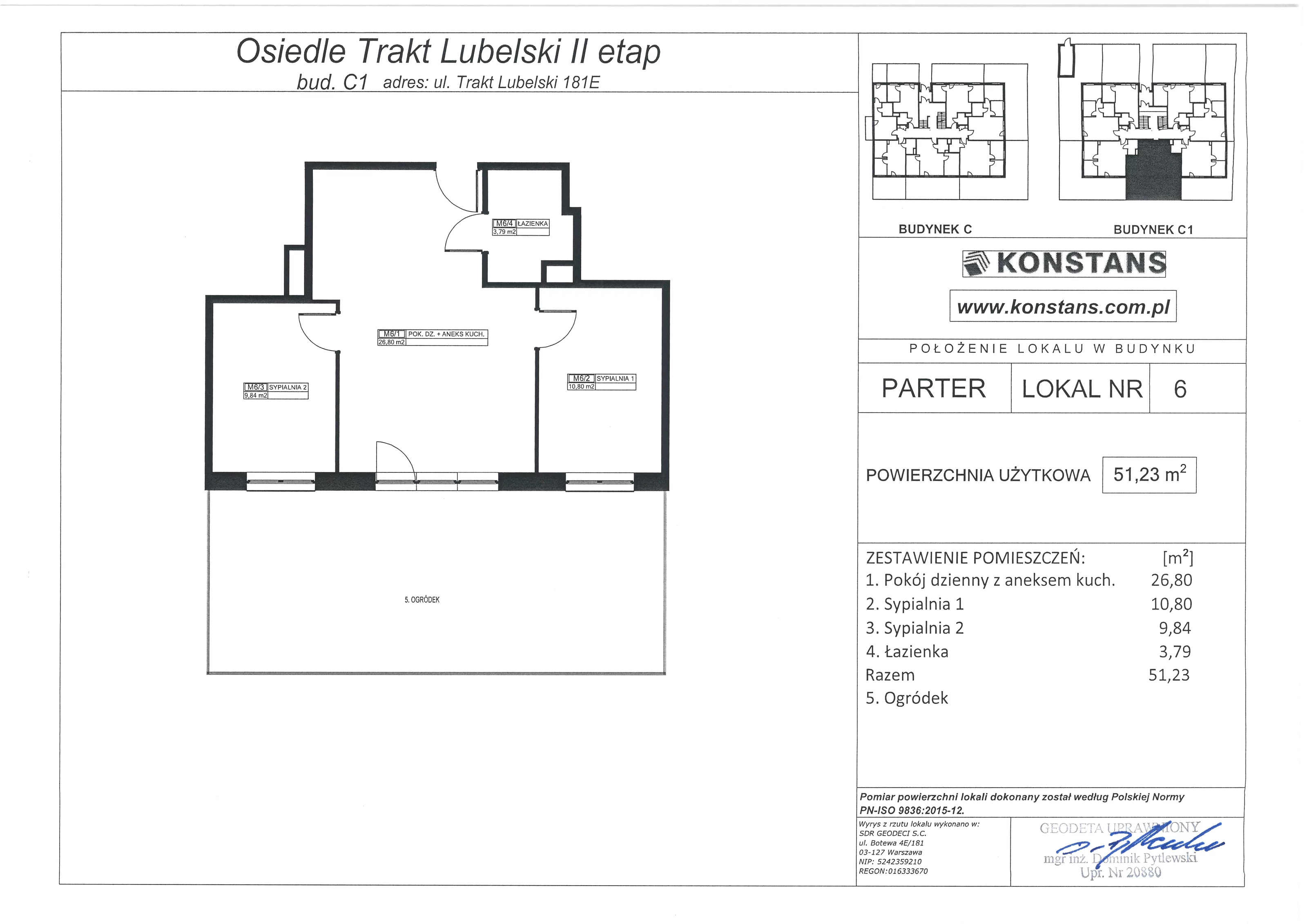 3 pokoje, mieszkanie 51,23 m², parter, oferta nr E6, Trakt Lubelski - Etap II, Warszawa, Wawer, Zbytki, ul. Trakt Lubelski 181E/F