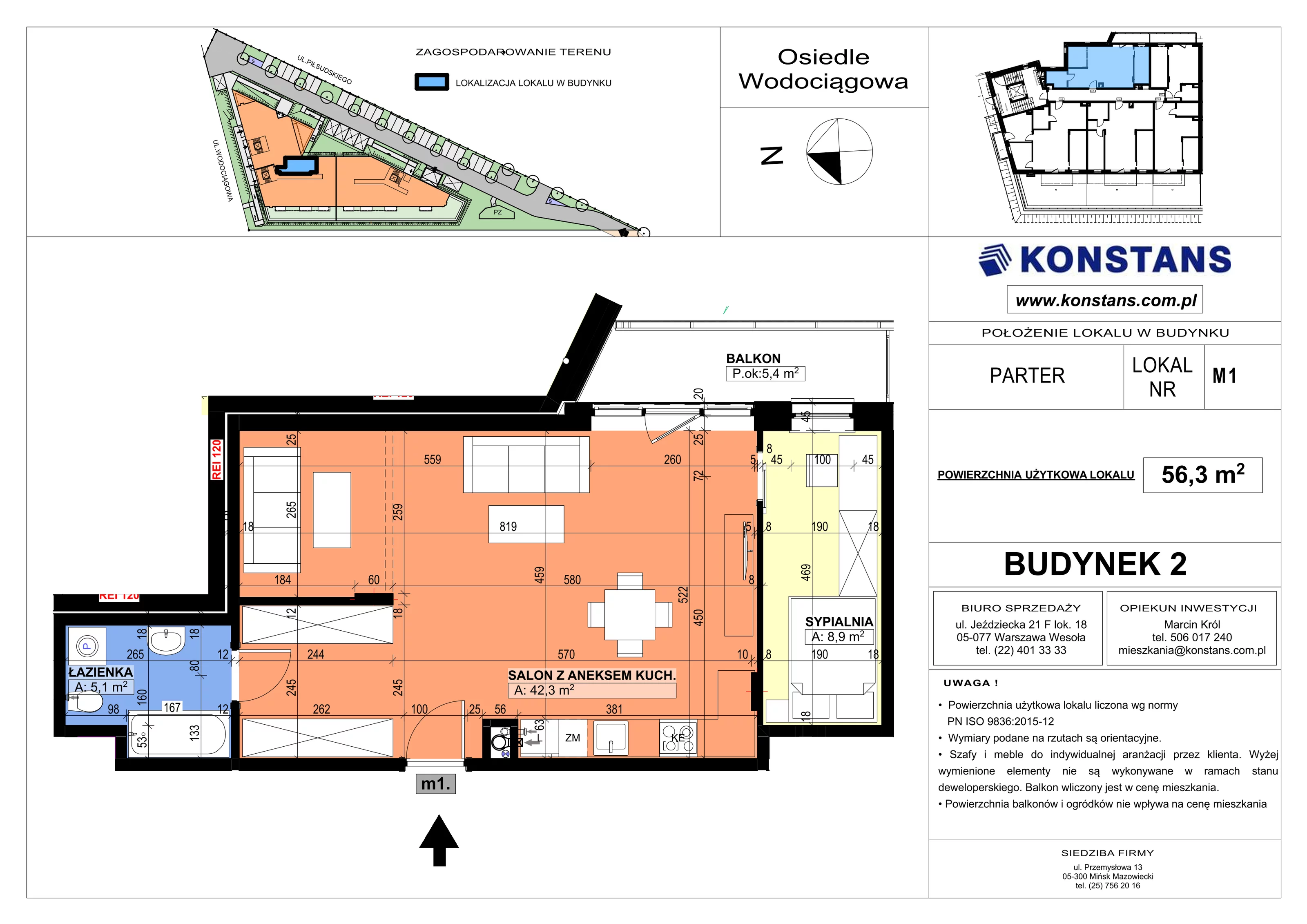 2 pokoje, mieszkanie 56,30 m², parter, oferta nr B2.1, Wodociągowa - Etap VII, Sulejówek, ul. Wodociągowa 1/1A/1B