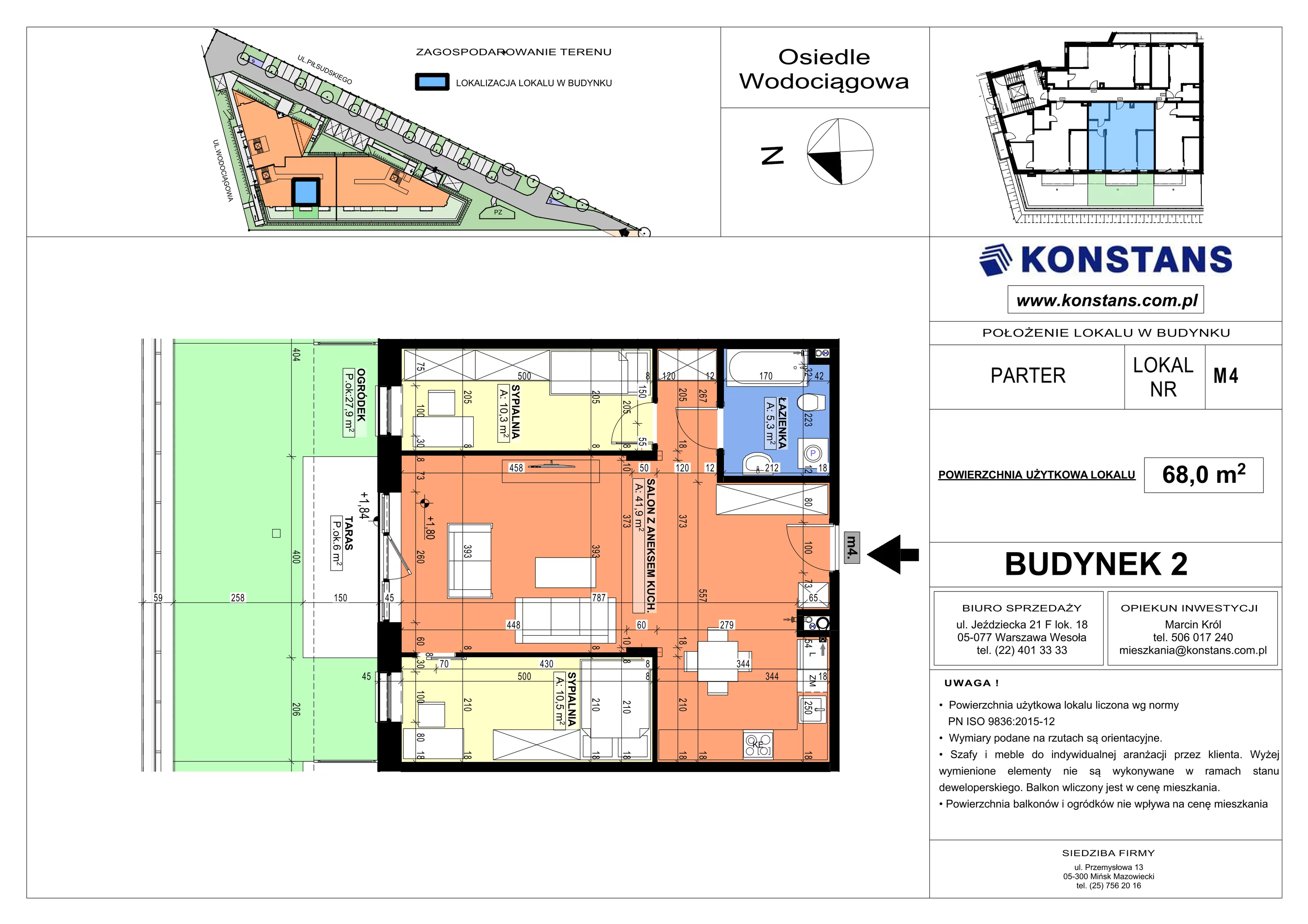 3 pokoje, mieszkanie 68,00 m², parter, oferta nr B2.4, Wodociągowa - Etap VII, Sulejówek, ul. Wodociągowa 1/1A/1B