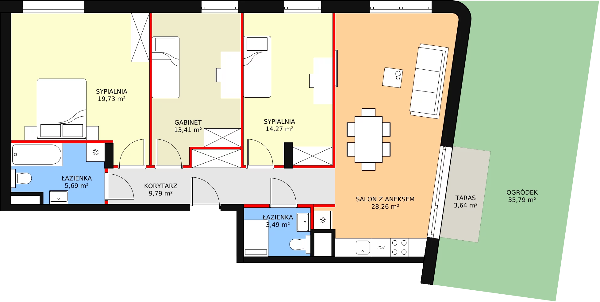 Nowy apartament, 94,64 m², 4 pokoje, parter, oferta nr M3