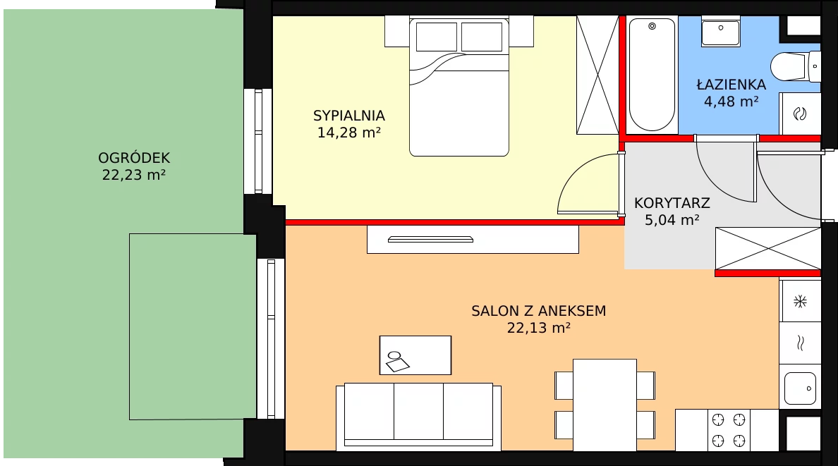Zalety mieszkania 45.93 m², M50