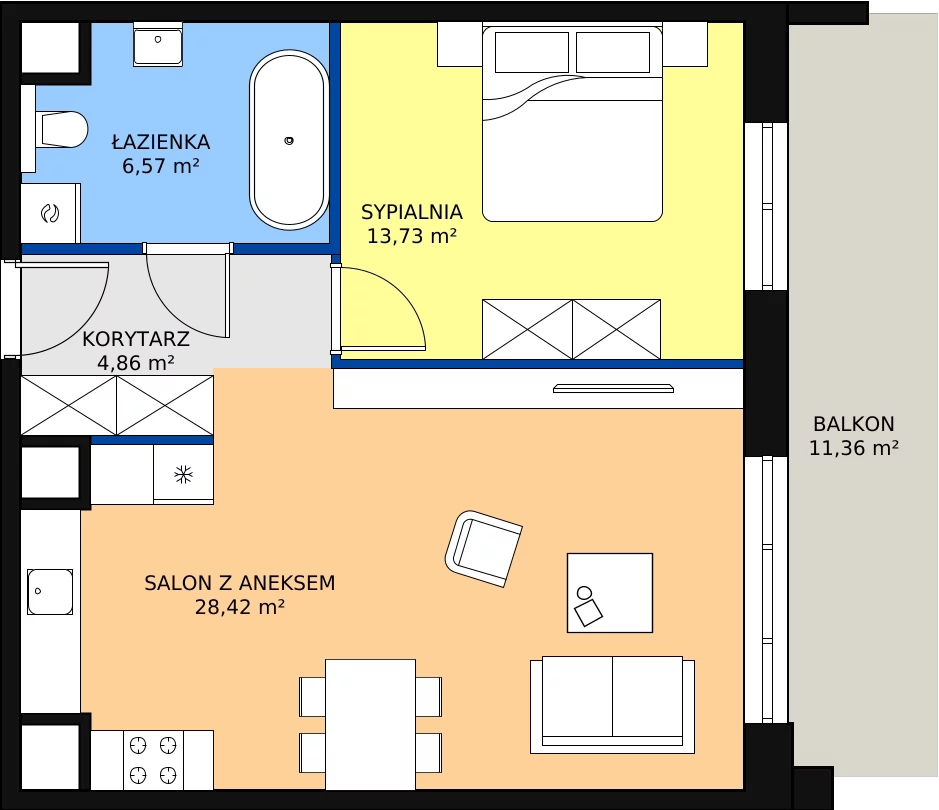 Zalety apartamentu 53.58 m², E.4.4