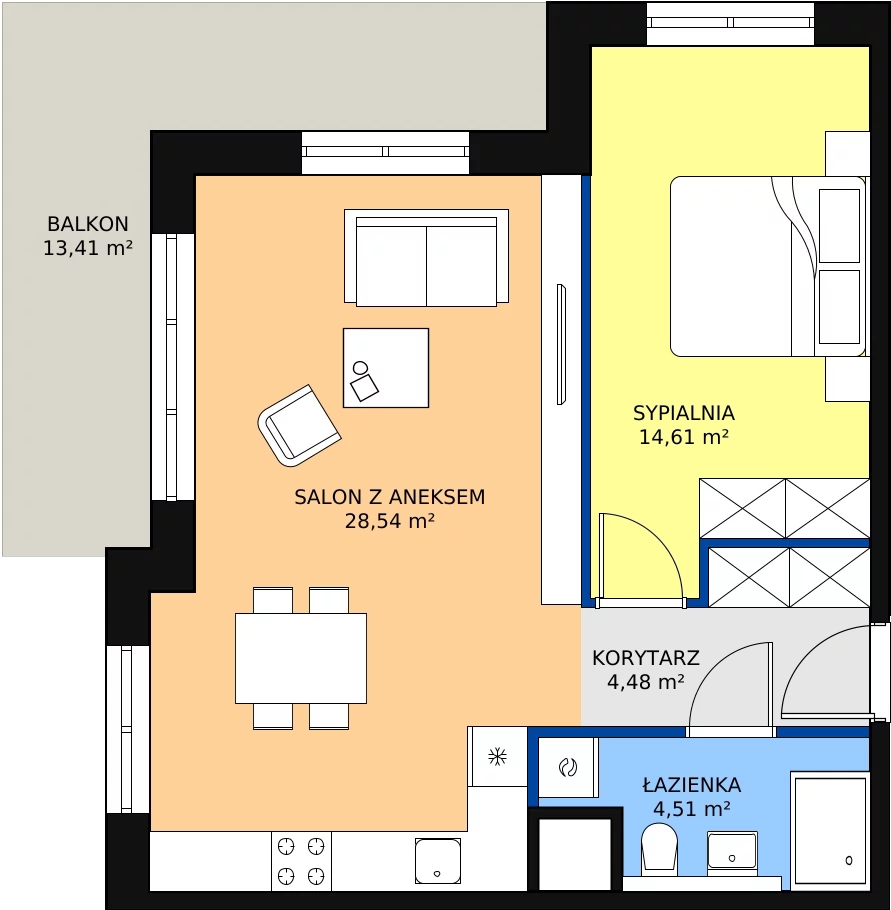 Zalety mieszkania 52.14 m², E.6.7