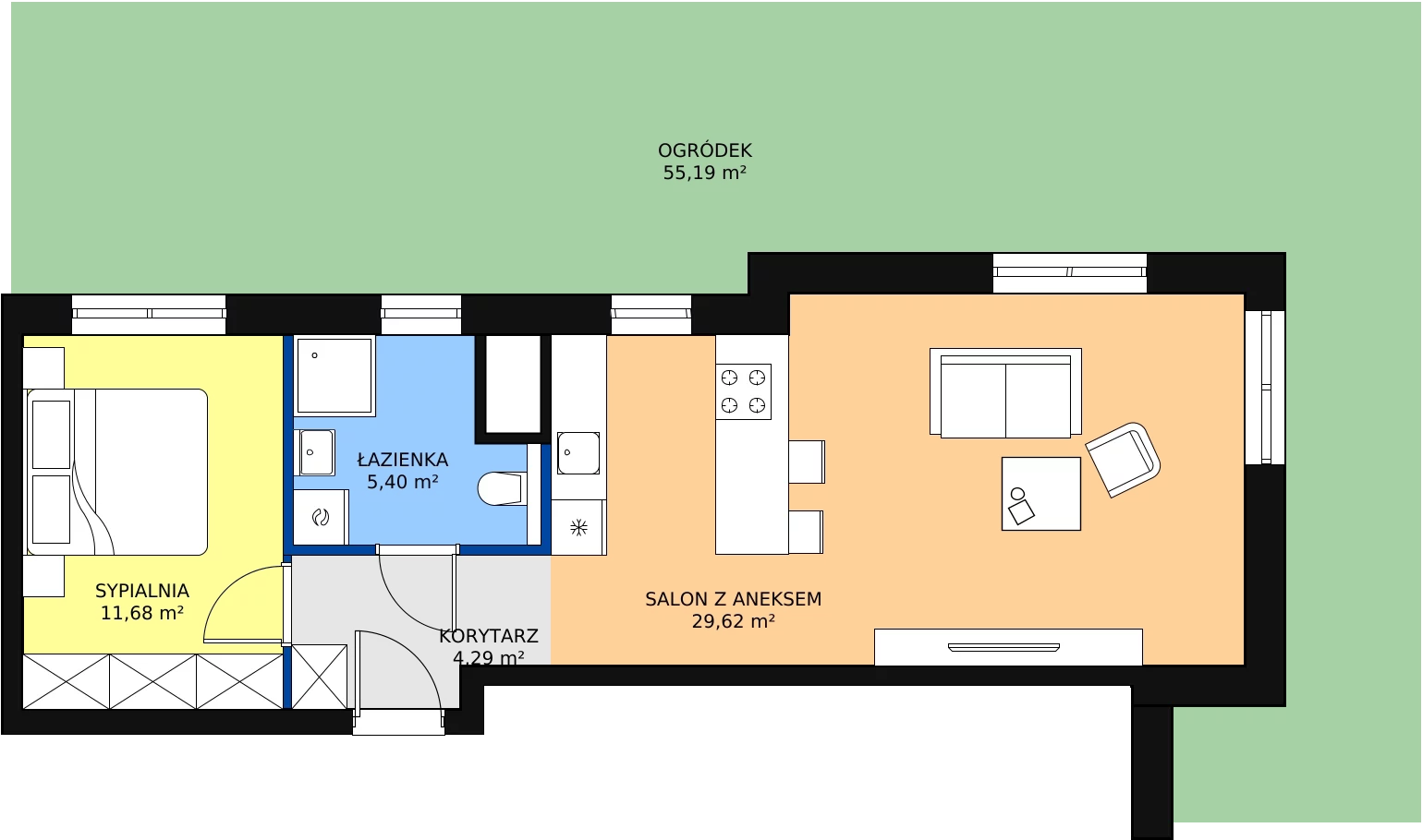 Zalety apartamentu 50.74 m², F.0.6