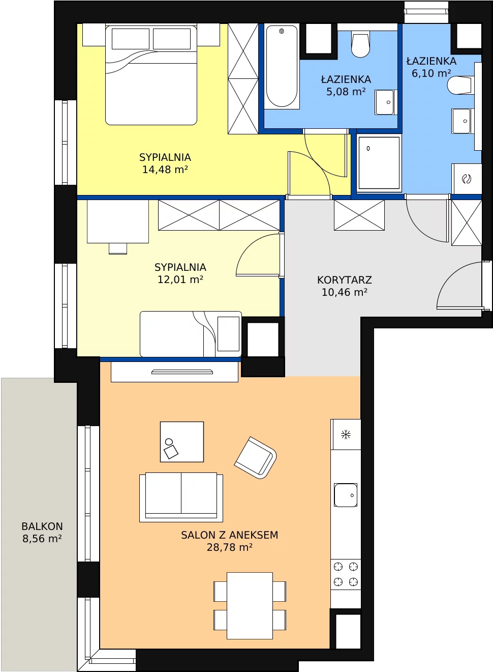 Zalety apartamentu 77.66 m², F.1.7