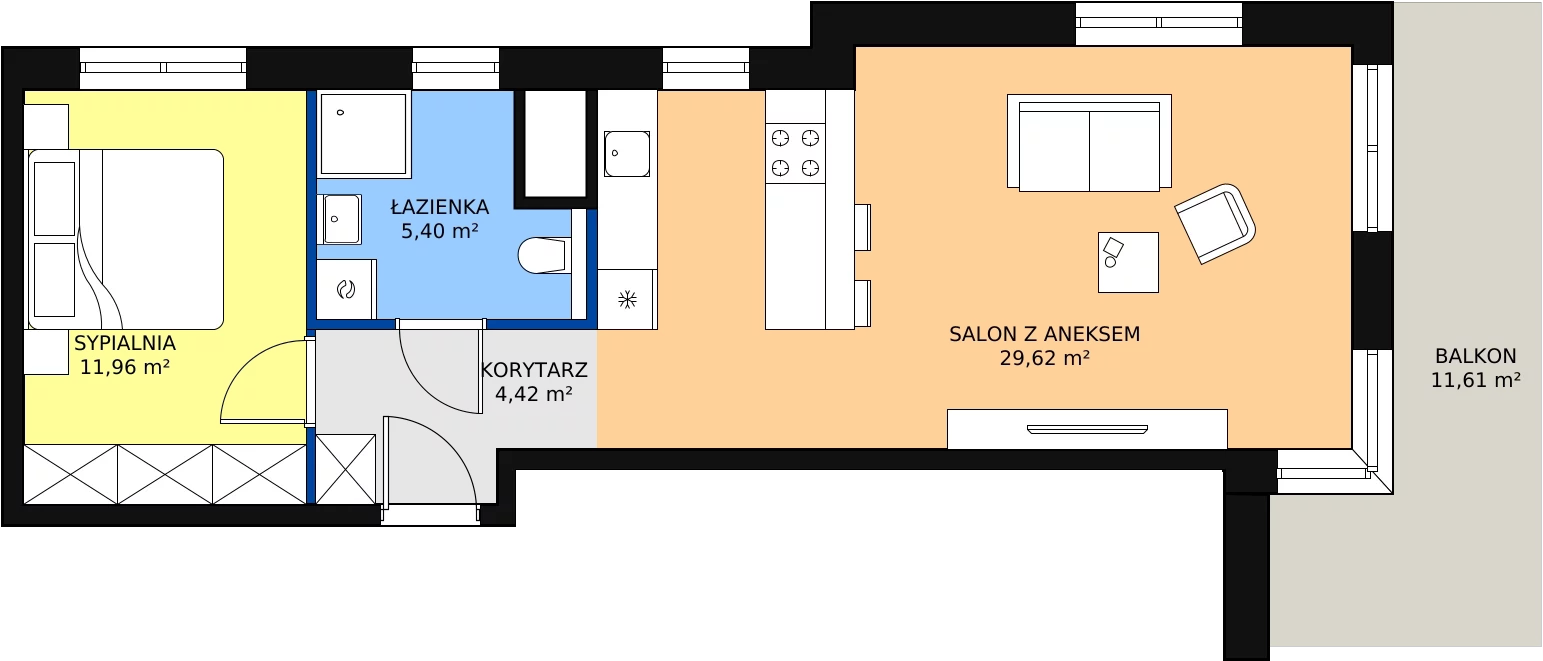 Zalety apartamentu 51.13 m², F.2.6