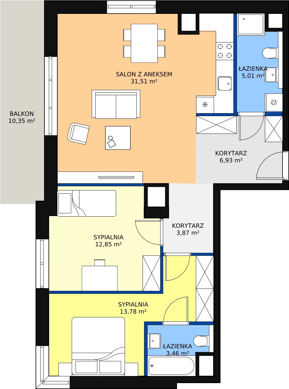 Zalety mieszkania 77.42 m², F.3.7