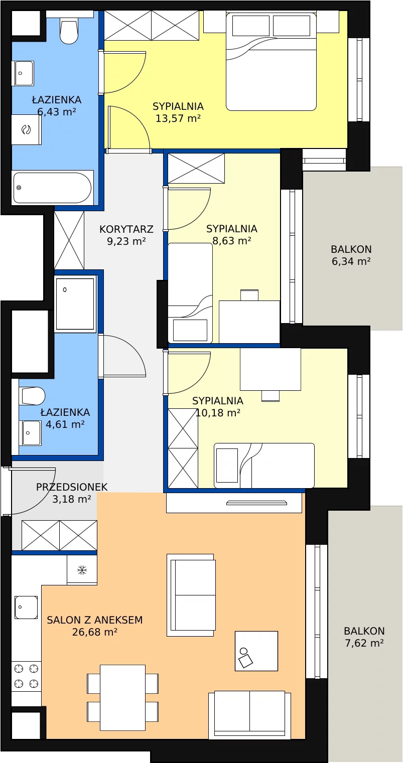 Zalety apartamentu 82.52 m², F.5.3