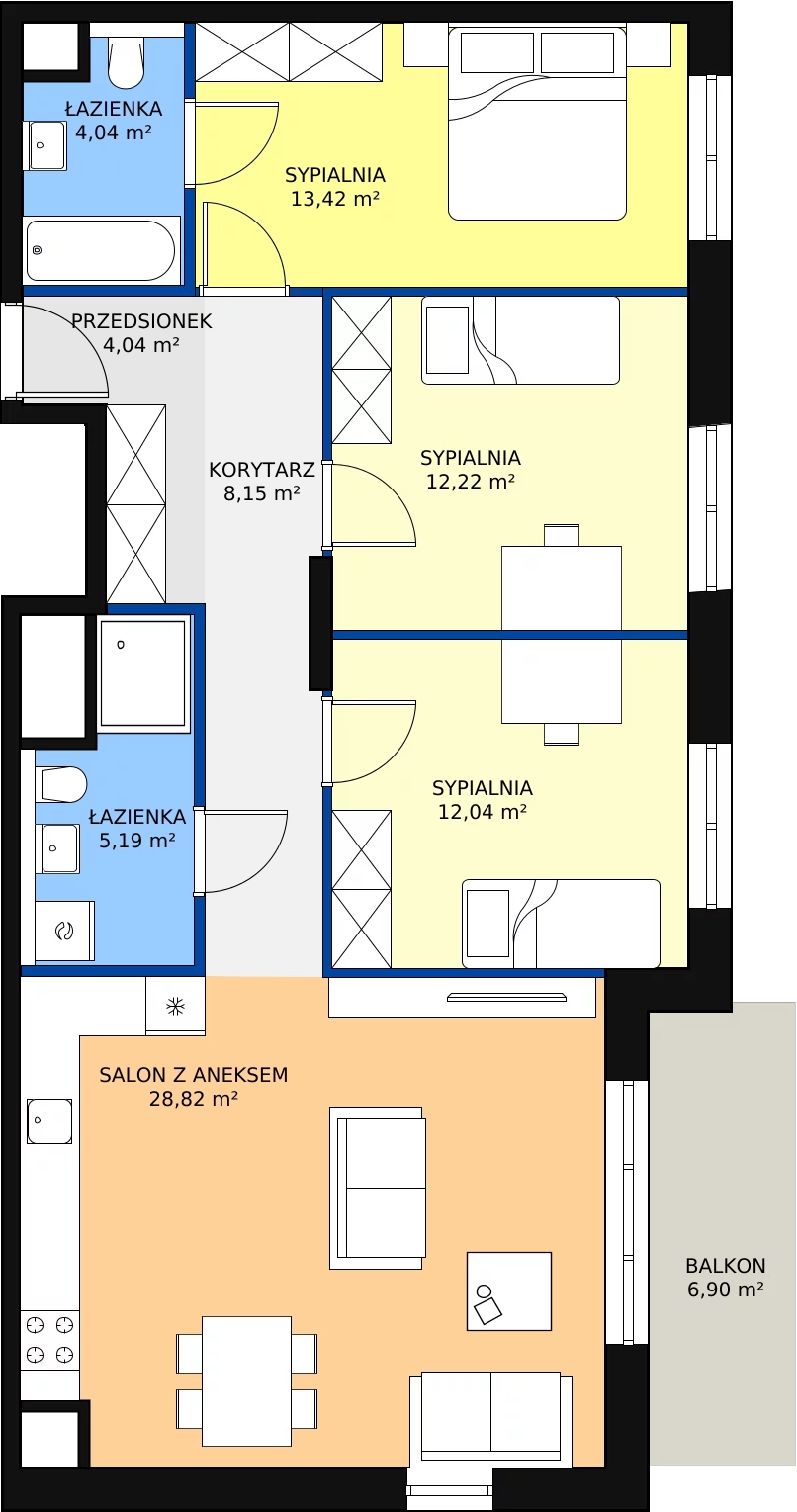 Zalety apartamentu 87.93 m², F.6.2