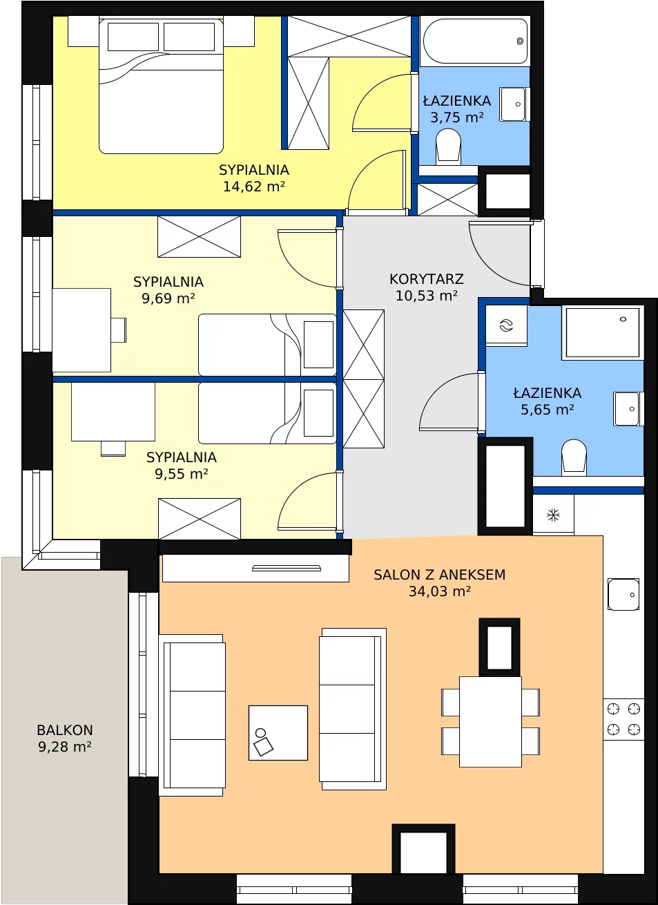 Zalety apartamentu 87.82 m², F.7.1