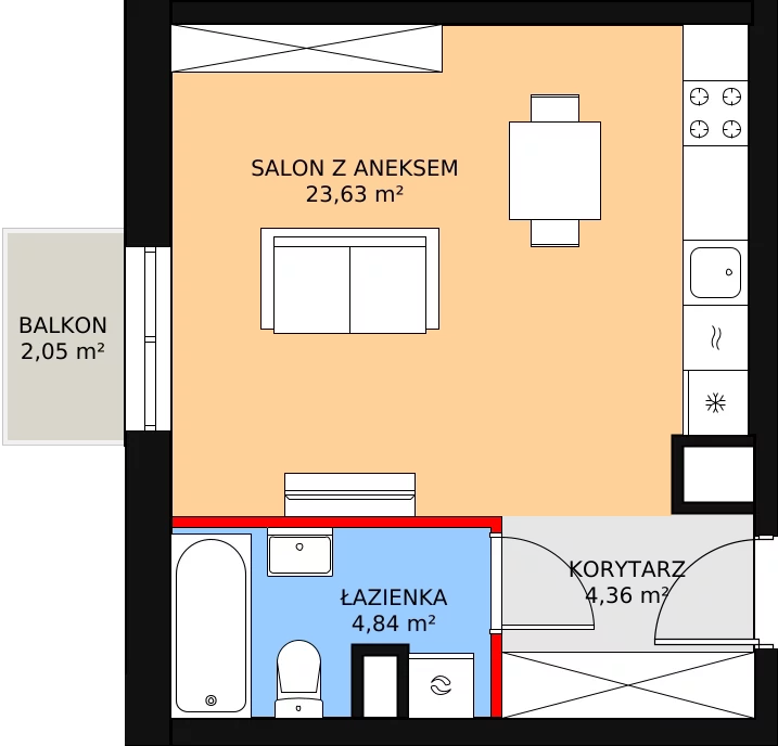 Apartament 33,01 m², piętro 5, oferta nr AA.41, Strefa Progress, Łódź, Śródmieście, Śródmieście-Wschód, al. Kościuszki 132 / ul. Piotrkowska 217