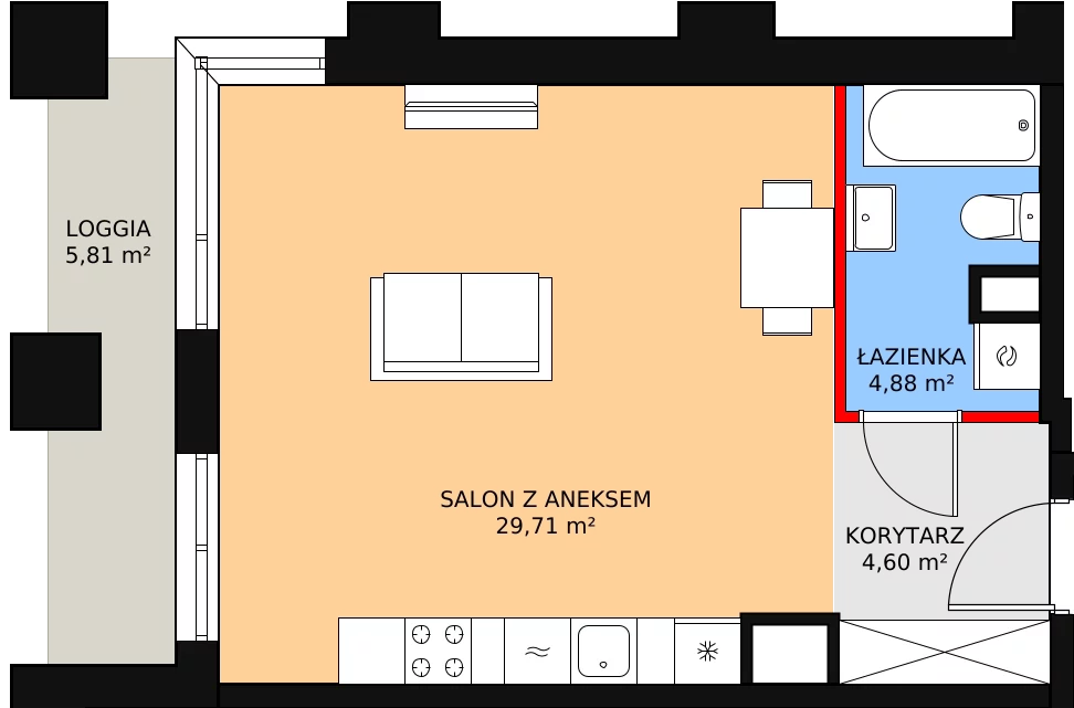 Apartament 39,17 m², piętro 7, oferta nr AA.49, Strefa Progress, Łódź, Śródmieście, Śródmieście-Wschód, al. Kościuszki 132 / ul. Piotrkowska 217