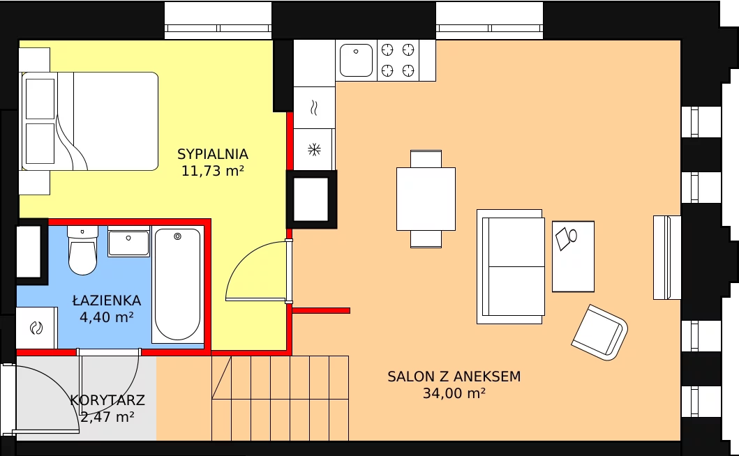 Apartament 52,84 m², piętro 4, oferta nr AA.30, Strefa Progress, Łódź, Śródmieście, Śródmieście-Wschód, al. Kościuszki 132 / ul. Piotrkowska 217