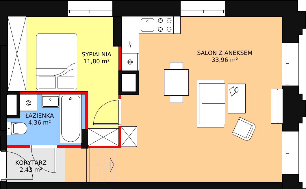 Apartament 52,21 m², piętro 2, oferta nr AA.13, Strefa Progress, Łódź, Śródmieście, Śródmieście-Wschód, al. Kościuszki 132 / ul. Piotrkowska 217