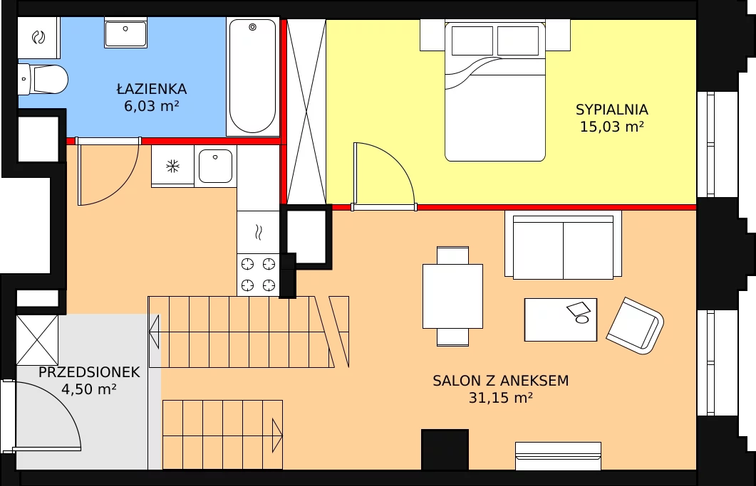 Mieszkanie 73,92 m², piętro 2, oferta nr AA.12, Strefa Progress, Łódź, Śródmieście, Śródmieście-Wschód, al. Kościuszki 132 / ul. Piotrkowska 217