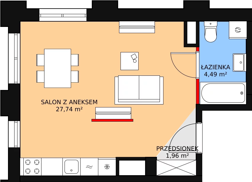 Apartament 34,26 m², piętro 11, oferta nr AB.51, Strefa Progress, Łódź, Śródmieście, Śródmieście-Wschód, al. Kościuszki 132 / ul. Piotrkowska 217