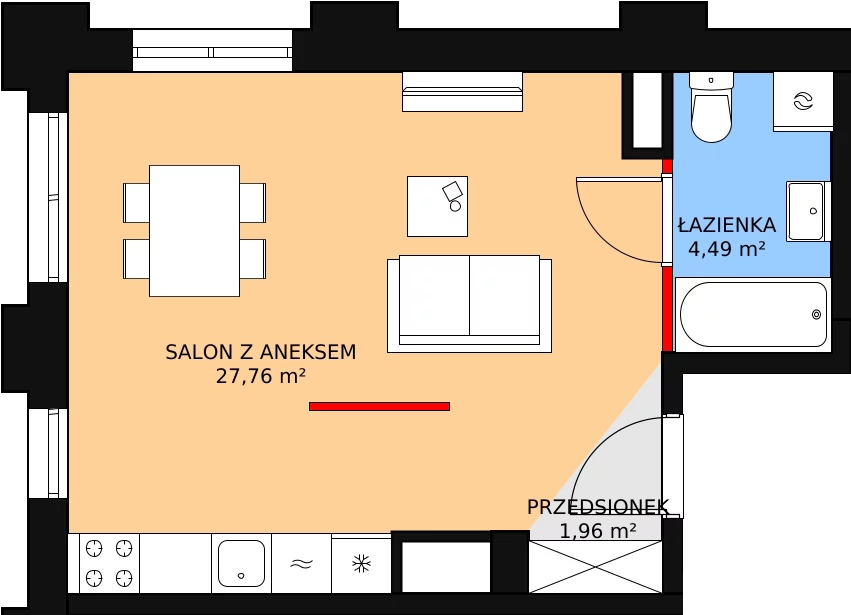 Apartament 34,13 m², piętro 7, oferta nr AB.39, Strefa Progress, Łódź, Śródmieście, Śródmieście-Wschód, al. Kościuszki 132 / ul. Piotrkowska 217