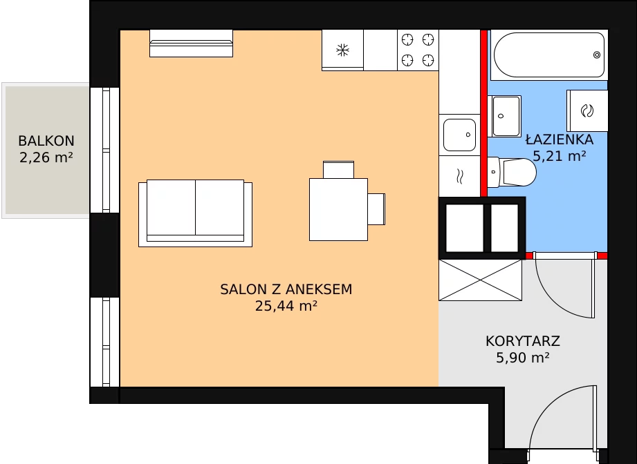 Apartament 36,62 m², piętro 1, oferta nr C.08, Strefa Progress, Łódź, Śródmieście, Śródmieście-Wschód, al. Kościuszki 132 / ul. Piotrkowska 217