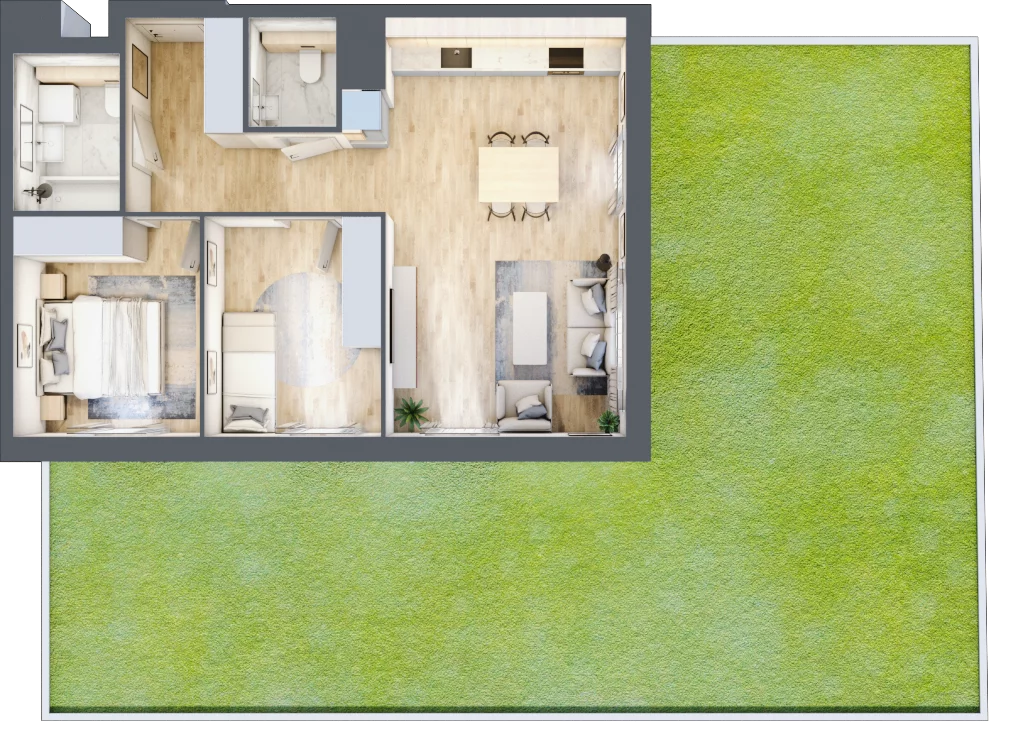 3 pokoje, apartament 58,79 m², parter, oferta nr J.1.06, CITYFLOW, Warszawa, Wola, Ulrychów, ul. Redutowa 9