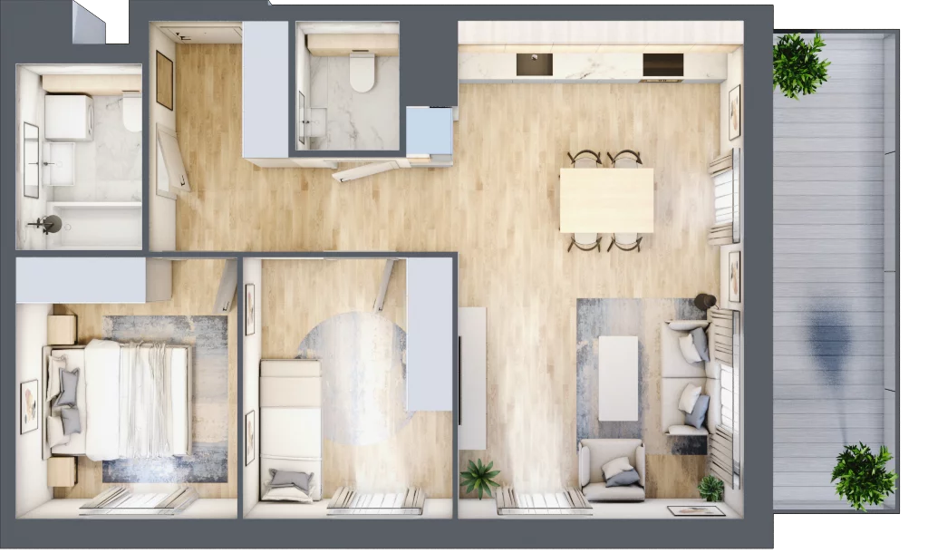 3 pokoje, apartament 58,79 m², piętro 2, oferta nr J.3.06, CITYFLOW, Warszawa, Wola, Ulrychów, ul. Redutowa 9