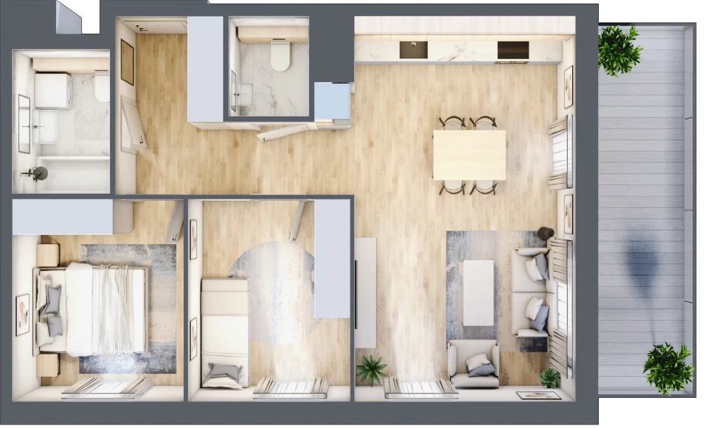 3 pokoje, mieszkanie 58,79 m², piętro 3, oferta nr J.4.06, CITYFLOW, Warszawa, Wola, Ulrychów, ul. Redutowa 9